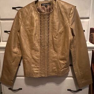 Revue metallic gold lamb skin leather jacket